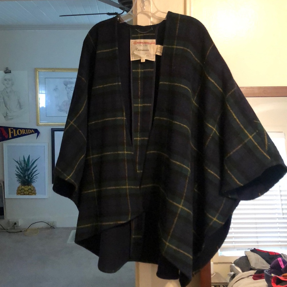 Cartonnier blackwatch poncho from Anthropologie